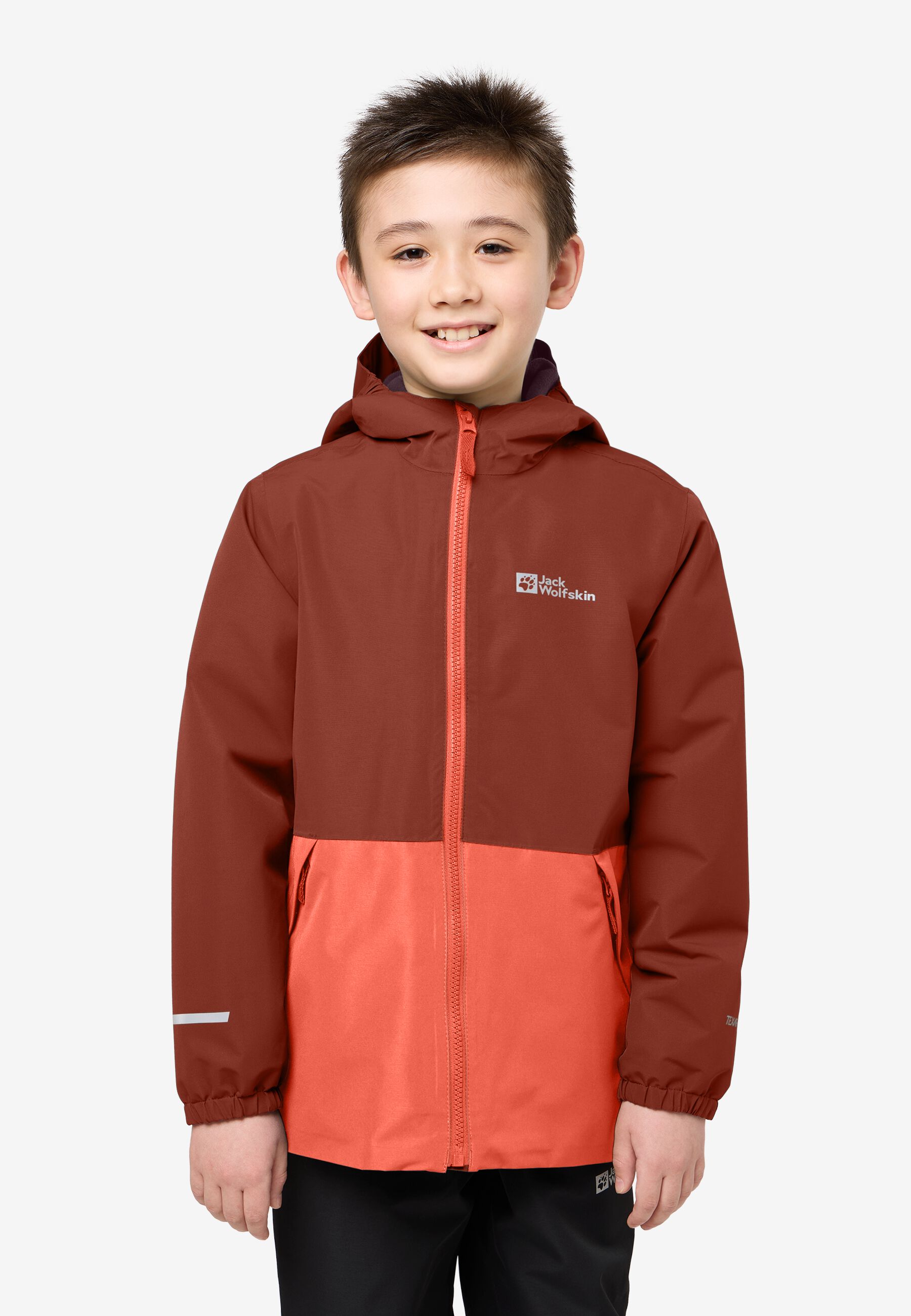 SNOWY DAYS JACKET K intense rust 140 Kids' rain jacket Kids
