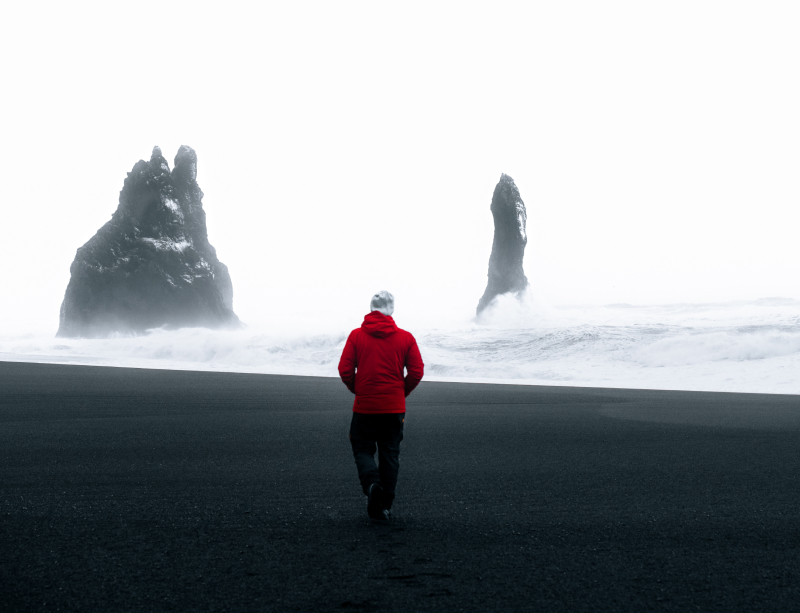 Tom on the beach in stormy weather